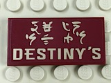 Lego Tile 2 x 4 with Ninjago Logogram 'DESTINY'S' Pattern (Sticker) - Set 70618 / Dark Red
