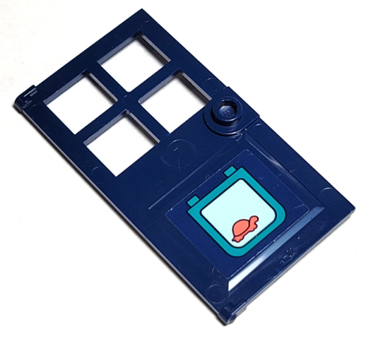 Lego Door 1 x 4 x 6 with 4 Panes and Stud Handle with Coral Turtle on Pet Door Pattern (Sticker) - Set 41380