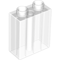 Lego Duplo Brick 1 x 2 x 2 with Bottom Tube / Trans-Clear