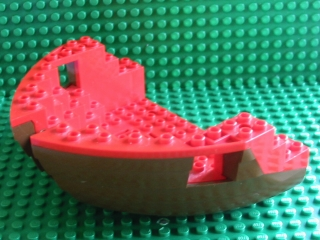 Lego Boat, Hull Large Bow 12 x 16 x 5 1/3 with Red Top (2556 / 2557)