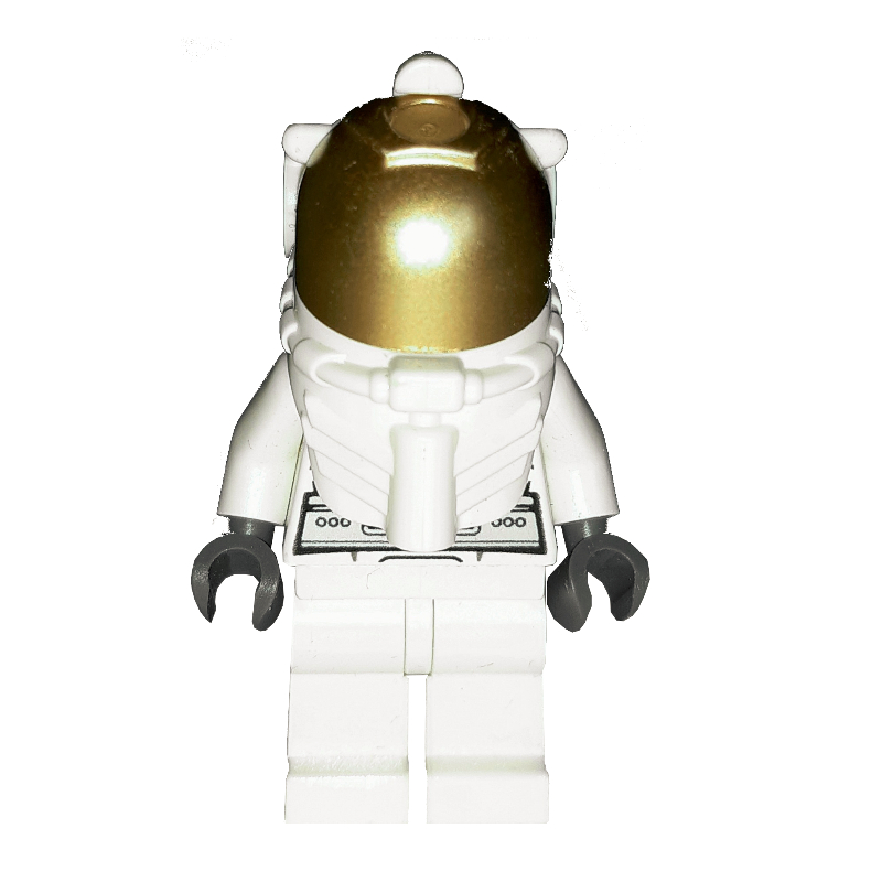Lego Astronaut, Woman, White, Diver Helmet, Gold Visor