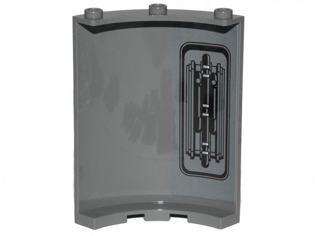 Lego Cylinder Quarter 4 x 4 x 6 with SW Pipes and Wall Ornament Pattern on Inside Model Left Side (Sticker) - Set 75216