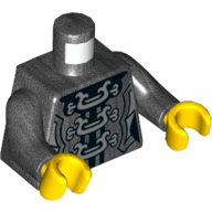 Lego Torso, Armor, Silver Buckles Print, Pearl Titanium Arms, Yellow Hands / Pearl Titanium