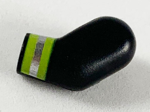 Lego Arm, Left with Lime and Silver Reflective Stripes Pattern / Black