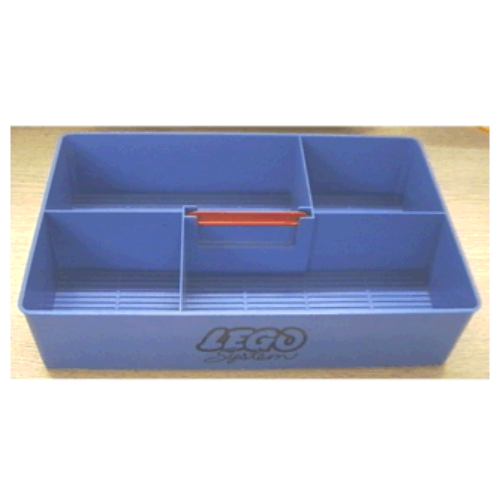 Lego Storage Bin, with Retractable Handle on Top - LEGO System Print / Blue