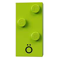 Lego Braille Brick 2 x 4 with 3 Studs ⠪ and 'Ö' print / Lime