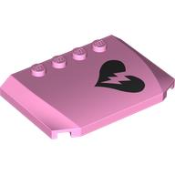 Lego Brick Wedged, Curved Triple 4 x 6 x 2/3 with 4 Studs with Black Broken Heart Print