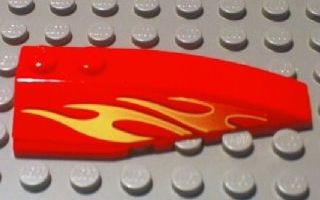 Lego Wedge 6 x 2 Right with Orange and Yellow Flames Pattern (Sticker) - Set 8667