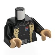 Lego Torso, Imperial Uniform, Red/Blue Rank Badge, Silver Belt Buckle, Coat with Tan Fur Print, Black Arms, Warm Tan Hands / Black