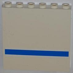 Lego Panel 1 x 6 x 5 with Blue Stripe Pattern (Sticker) - Set 7288 / White