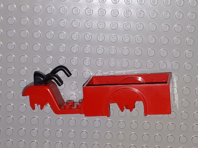 Lego Fabuland Tricycle (1 Front Wheel) Chassis with Black Handlebars / Red