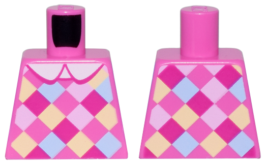 Lego Torso Dress with White Collar and Magenta, Bright Pink, Bright Light Blue, and Bright Light Yellow Checkered Pattern / Dark Pink