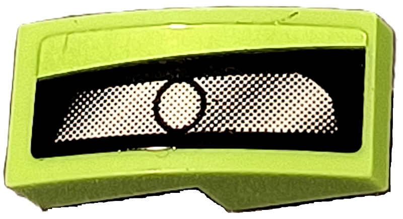 Lego Slope, Curved 2 x 1 x 2/3 with Silver Headlight on Black Background Pattern Model Left Side (Sticker) - Set 42138