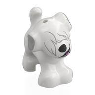 Lego Animal, Dog, Small Standing with Dark Bluish Grey Ears, Hair over Eyes print / White