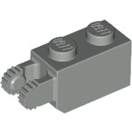 Lego Hinge Brick 1 x 2 Locking with 2 Fingers Vertical End, 9 Teeth / Light Gray