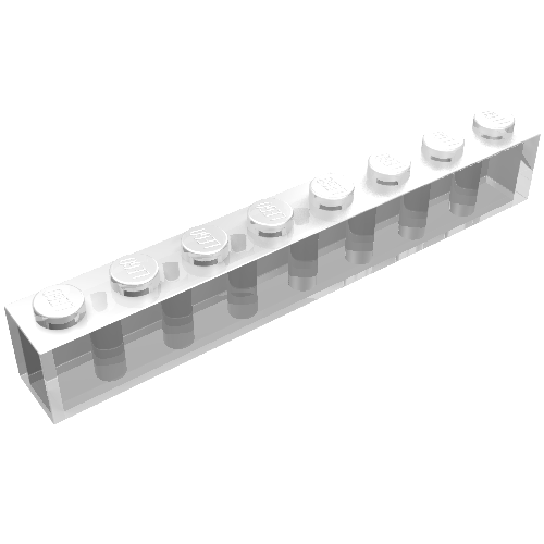 Lego Brick 1 x 8 without Bottom Tubes with Cross Side Supports / Trans-Clear
