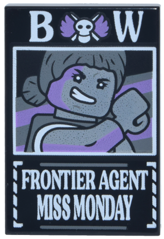 Lego Tile 2 x 3 with Dossier with White 'BW Frontier Agent Miss Monday' Pattern