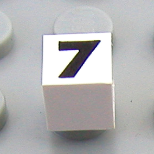 Lego Modulex Tile 1 x 1 with Black '7' Print with No Lining
