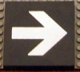 Lego Modulex Tile 8 x 8 with Straight White Arrow Print