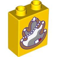 Lego Duplo Brick 1 x 2 x 2 with Mirror print / Yellow