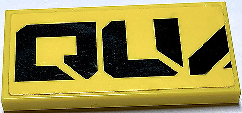 Lego Tile 2 x 4 with Black 'QU' (QUAKe Left Half) Pattern (Sticker) - Set 70632