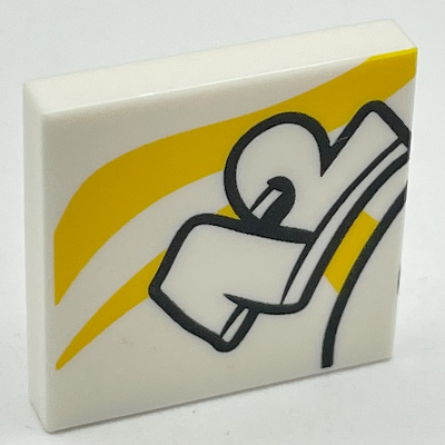 Lego Tile 2 x 2 with '12' and Yellow Background Print / White