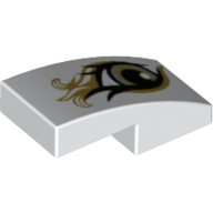 Lego Brick Curved 2 x 1 No Studs with Right Eye, Metallic Gold Print