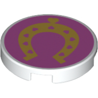 Lego Tile Round 2 x 2 with Horseshoe On Pink Background Print / White