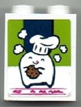Lego Brick 1 x 2 x 2 with Inside Stud Holder with Chef with Hat and Cookie Pattern (Sticker) - Set 41393