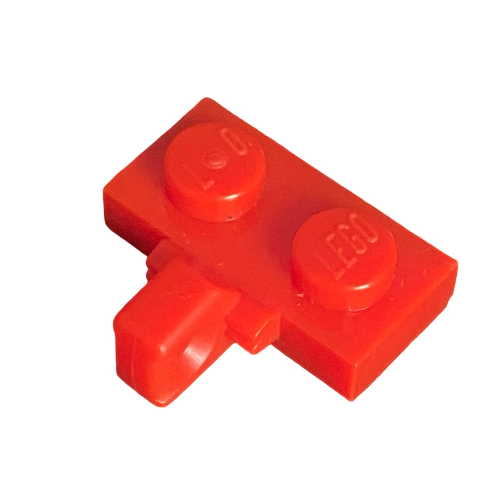 Lego Hinge Plate 1 x 2 Locking with 1 Finger on Side, with Groove / Red