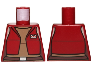 Lego Torso SW Female Dark Red Vest and Dark Tan Top Pattern (Senator Amidala) / Dark Red