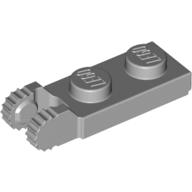 Lego Hinge Plate 1 x 2 Locking with 2 Fingers On End, with Groove, 9 Teeth / Light Bluish Gray