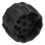 Lego Wheel Hard Plastic, Treaded with 7 Pin Holes, Inner Ring (37mm D. x 22mm)