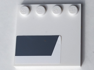 Lego Tile, Modified 4 x 4 with Studs on Edge with Dark Bluish Gray Trapezoid Pattern Model Right Side (Sticker) - Set 9498