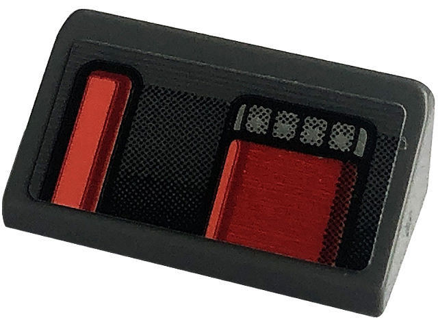 Lego Slope 30 1 x 2 x 2/3 with Red Taillights with Black Outline Pattern Model Left Side (Sticker) - Set 42126
