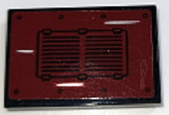 Lego Tile 2 x 3 with Black Vent and 3 White Scratches on Dark Red Background Pattern (Sticker) - Set 70424