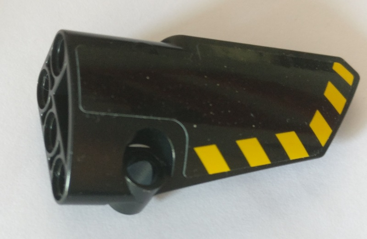 Lego Technic, Panel Fairing # 4 Small Smooth Long, Side B with Black and Yellow Danger Stripes Pattern (Sticker) - Set 42082 / Black