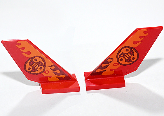 Lego Tail Shuttle with Dark Red and Orange Flames and Red Son Logo Pattern on Both Sides (Stickers) - Set 80019