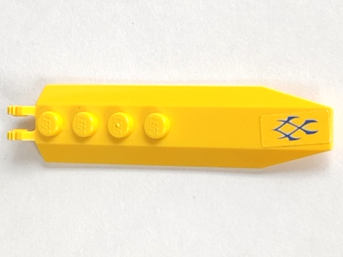 Lego Hinge Plate 1 x 8 with Angled Side Extensions with Blue Markings Pattern (Sticker) - Set 7962