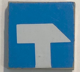 Lego Tile 2 x 2 with White Tool Sledgehammer on Blue Background Pattern (Sticker) - Set 6378