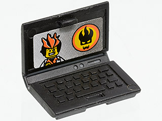 Lego Minifigure, Utensil Computer Laptop with Agents Logo Screen Pattern (Sticker) - Set 8634