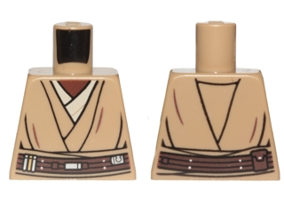 Lego Torso SW Layered Shirt, Dark Brown Belt Pattern (Mace Windu) / Dark Tan