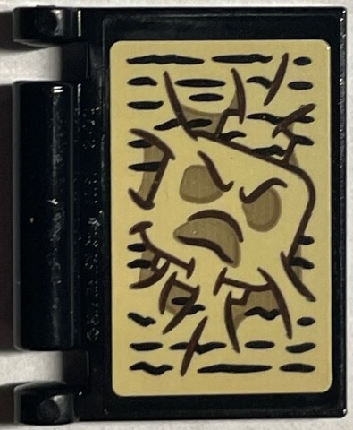 Lego Minifigure, Utensil Book Cover with Black Writing and Minifigure Head with Dark Tan Angry Mouth and Eyes on Tan Background Pattern (Sticker) - Set 76402 / Black