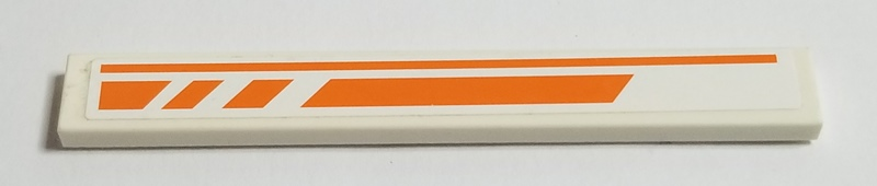 Lego Tile 1 x 8 with Orange Line and Broken Stripe Pattern Model Left Side (Sticker) - Set 7690
