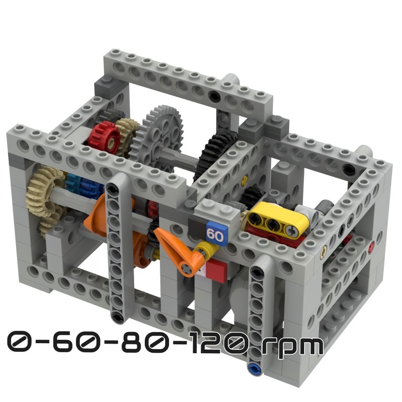 Lego 0-60-80-120 Four speed gearbox w GBC optimized rpms