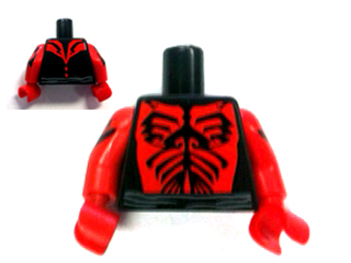 Lego Torso SW Darth Maul Chest Pattern / Red Arms with Black Tattoos Pattern / Red Hands