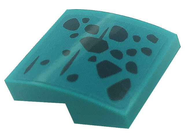 Lego Slope, Curved 2 x 2 x 2/3 with Black Spots and Scales Pattern Model Left Side (Sticker) - Set 71755