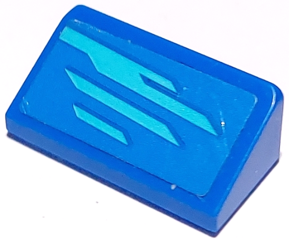 Lego Slope 30 1 x 2 x 2/3 with Medium Azure Stripes Pattern Model Right Side (Sticker) - Set 75891