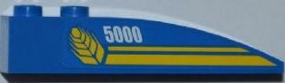 Lego Slope, Curved 6 x 1 with 2 Studs with White '5000', Wheat Spike and Yellow Lines Pattern Model Right Side (Sticker) - Set 7637