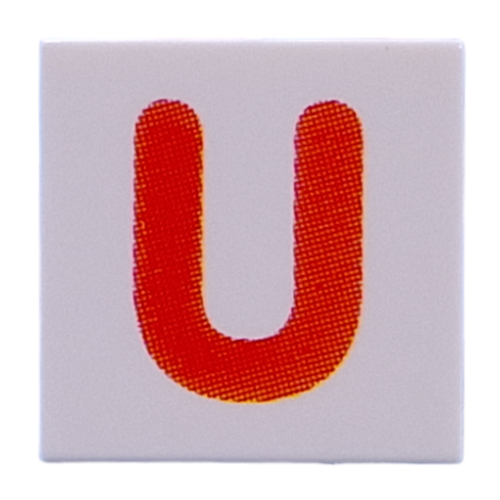 Lego Tile 2 x 2 with Red 'U' Print